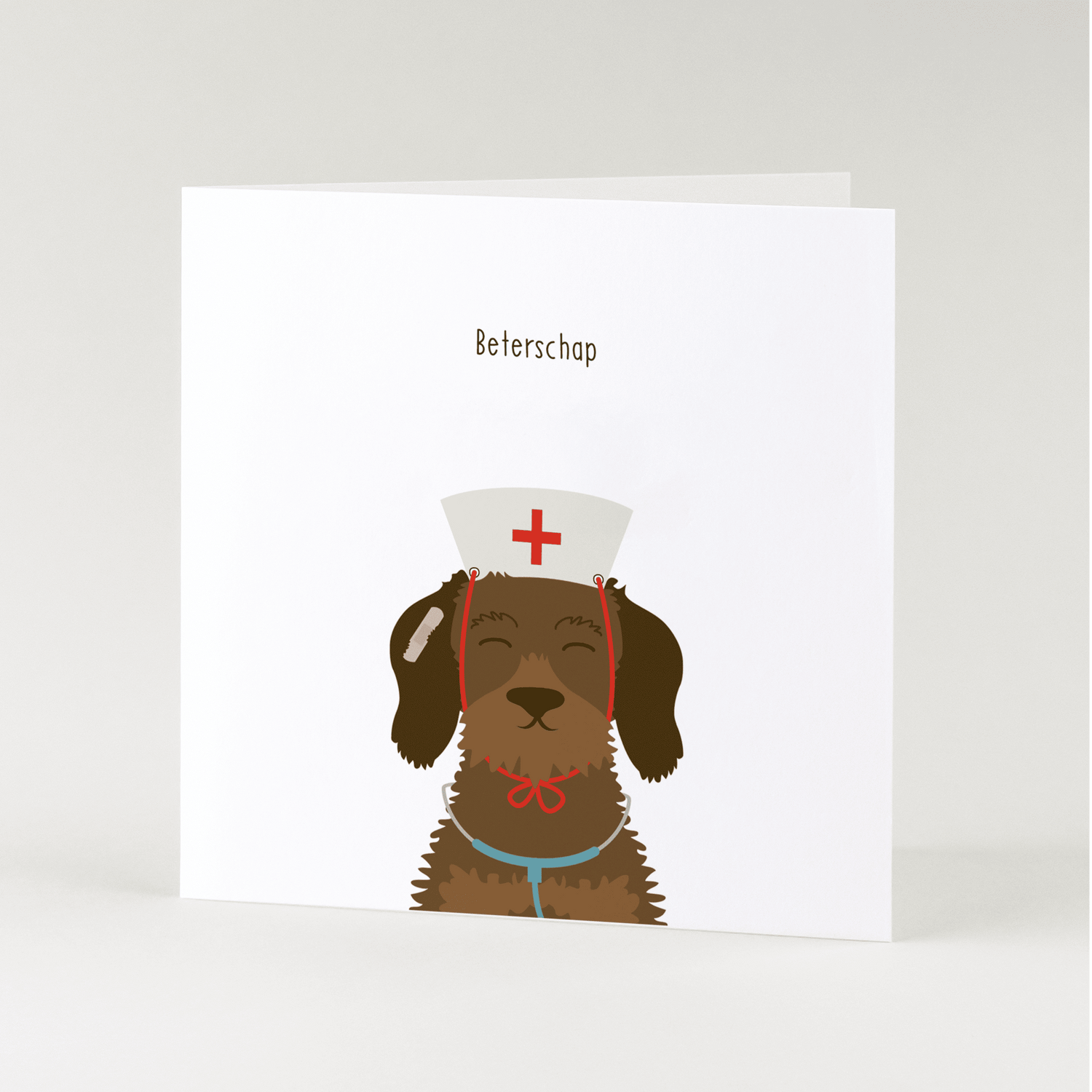 Greeting card dachshund Frits - Get well soon (doctor)