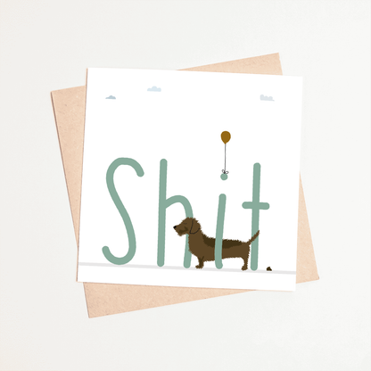 Greeting card dachshund Frits - Shit