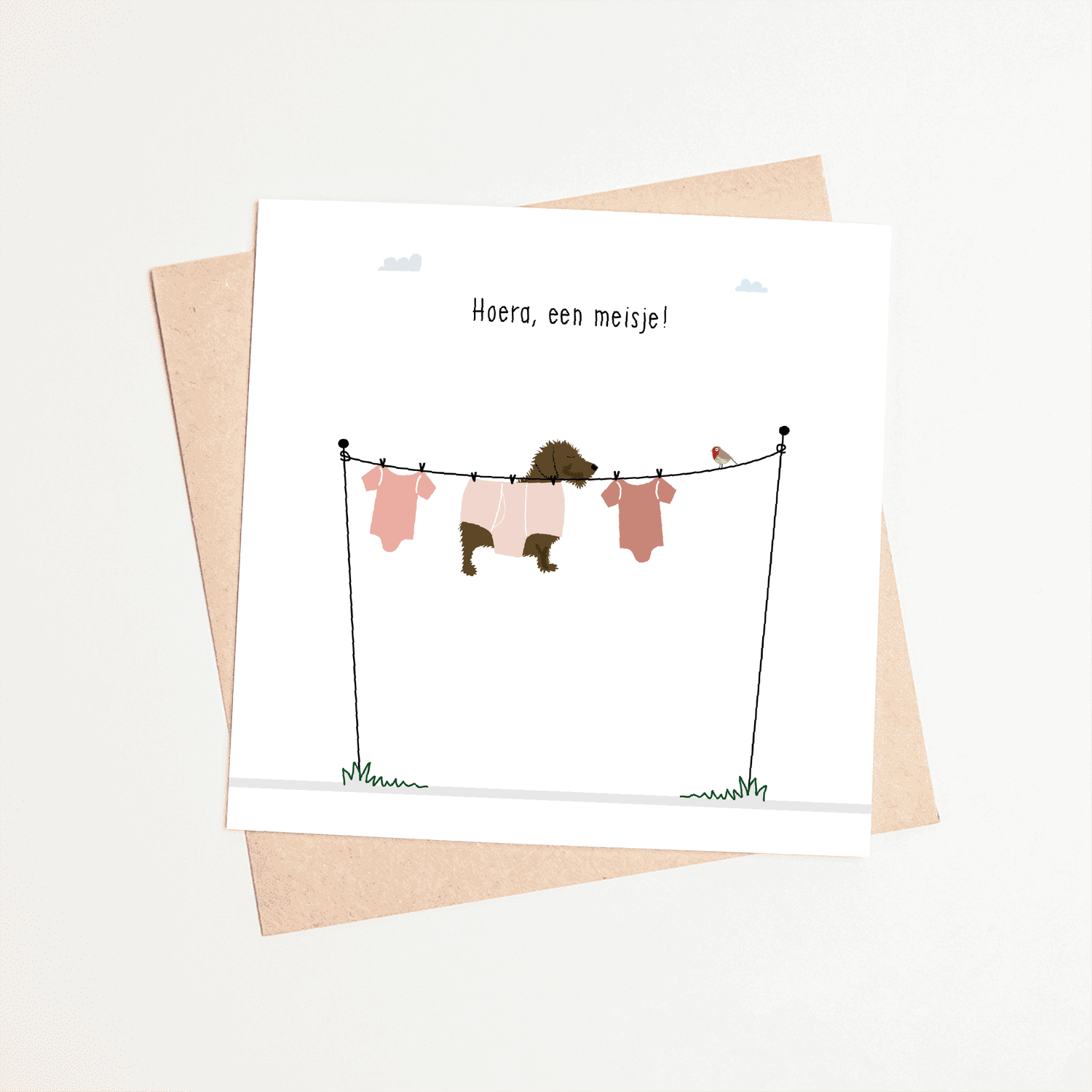 Greeting card dachshund Frits - Hooray, it&