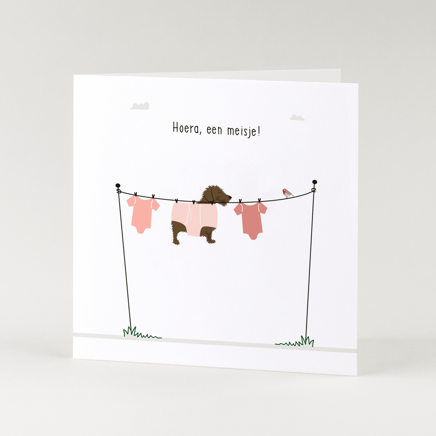 Greeting card dachshund Frits - Hooray, it&