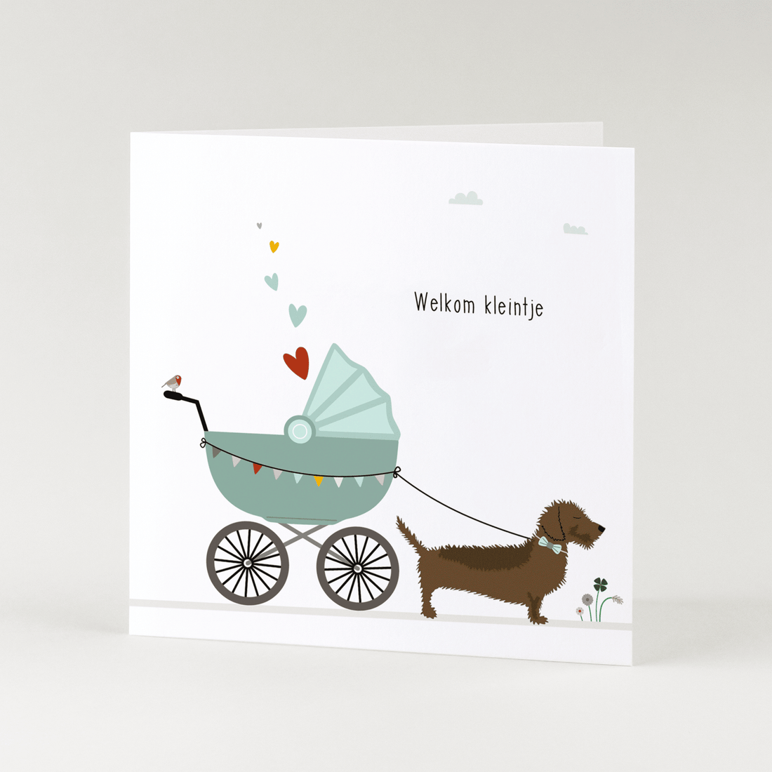 Greeting card dachshund Frits - Welcome little one