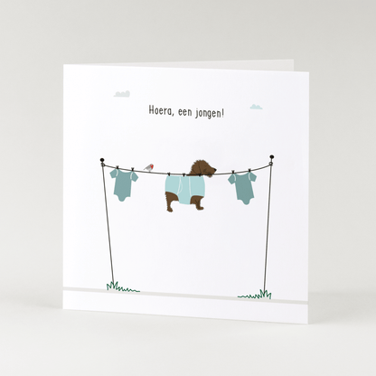 Greeting card dachshund Frits - Hooray, a boy!