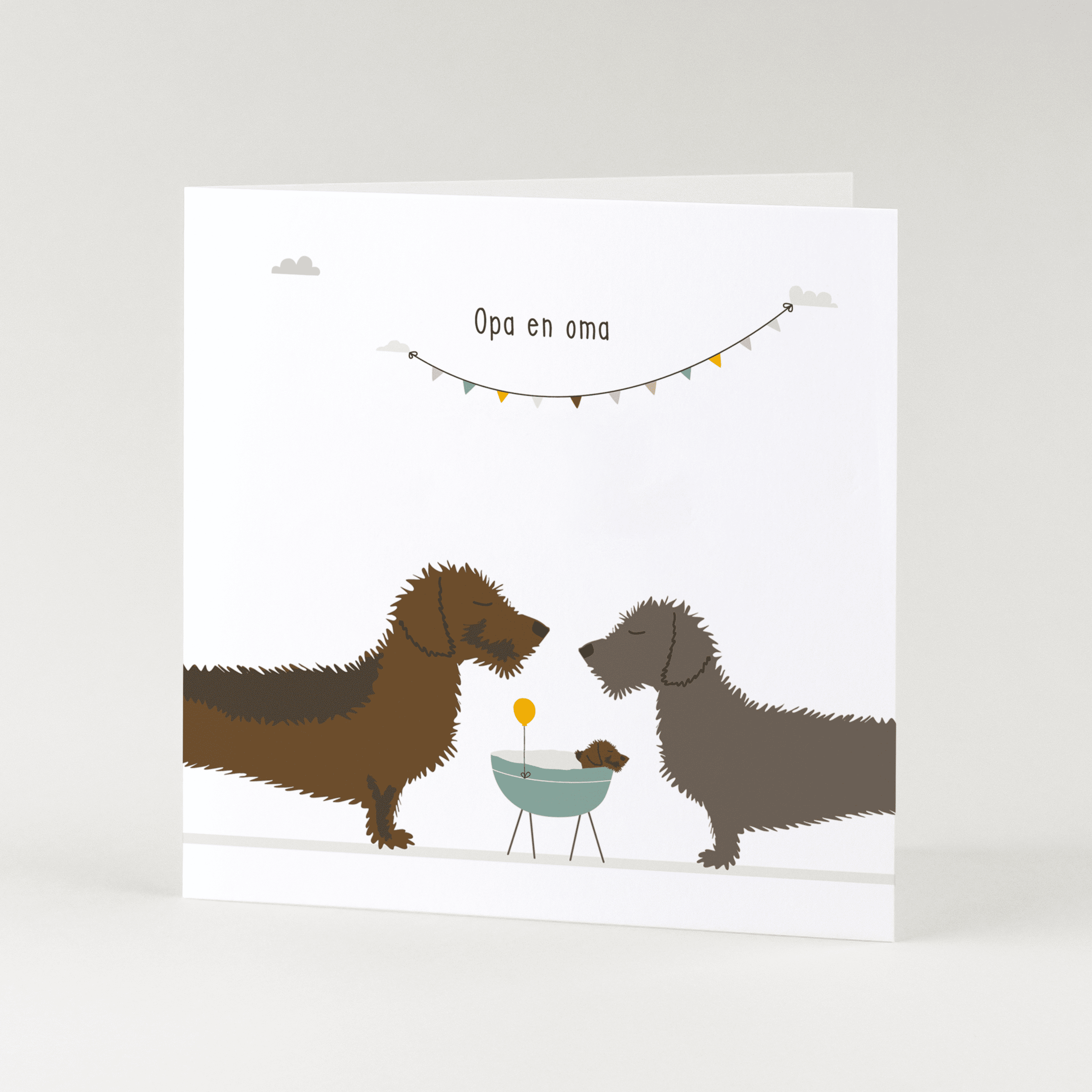 Greeting card dachshund Frits - Grandpa and grandma