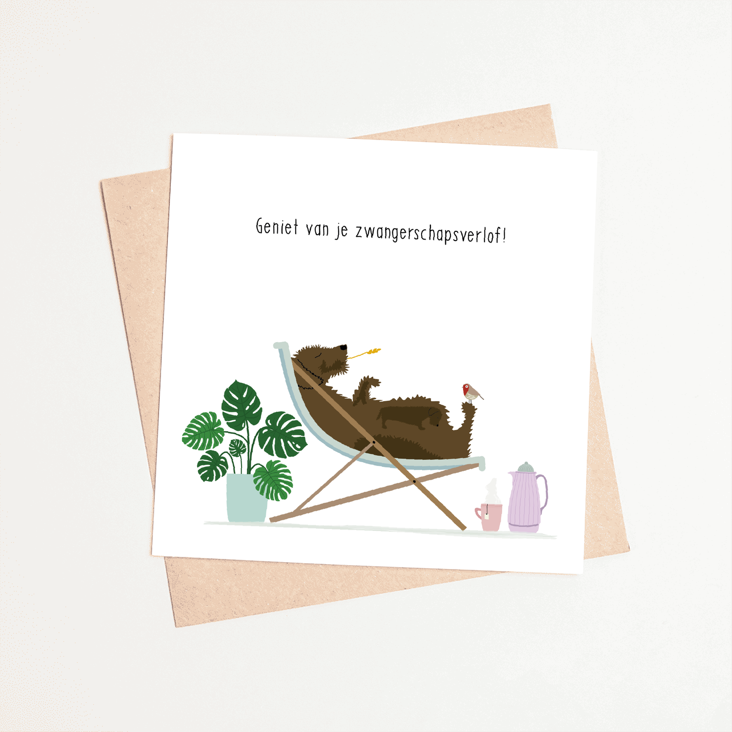 Greeting card dachshund Frits - Enjoy your maternity leave!