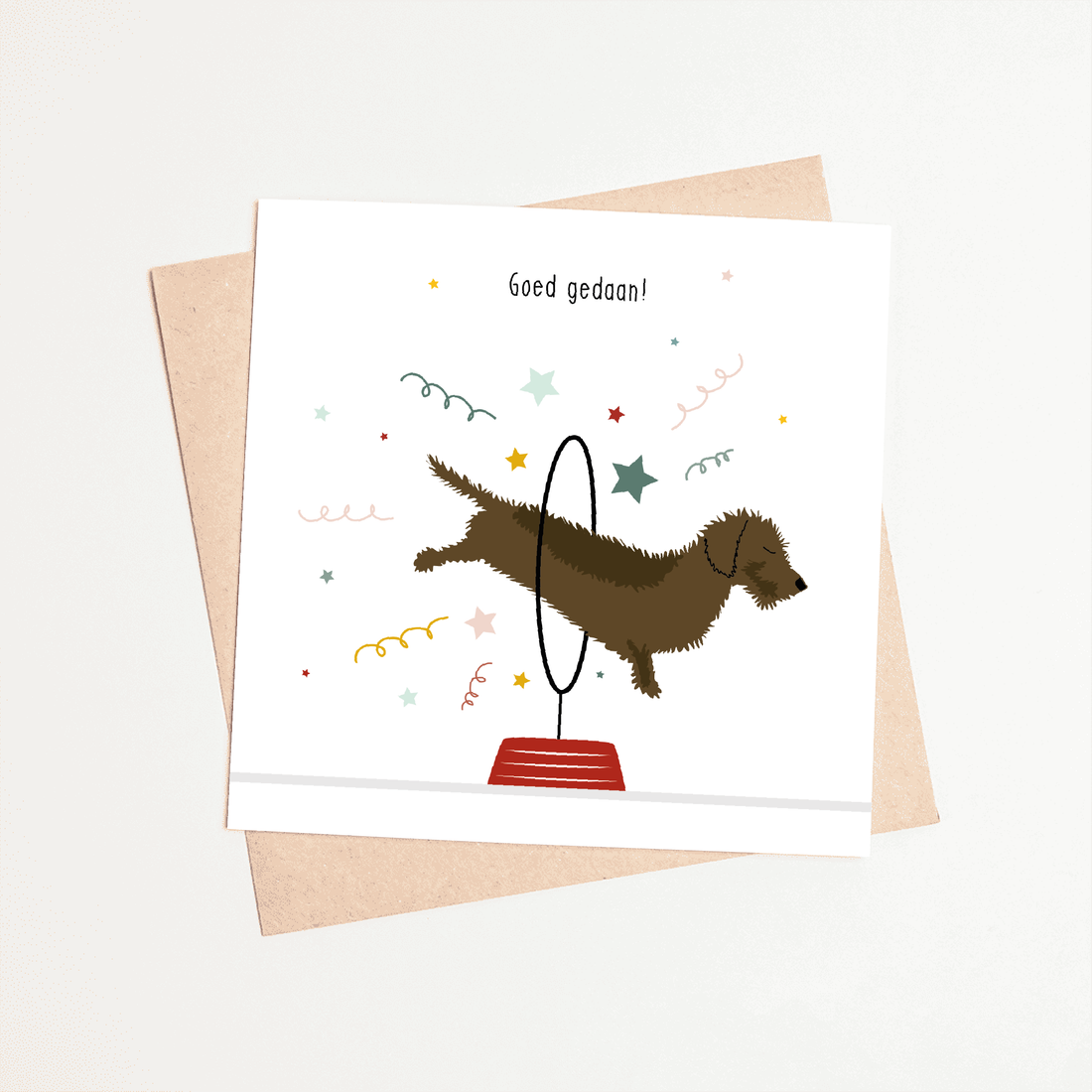 Greeting card dachshund Frits - Well done!