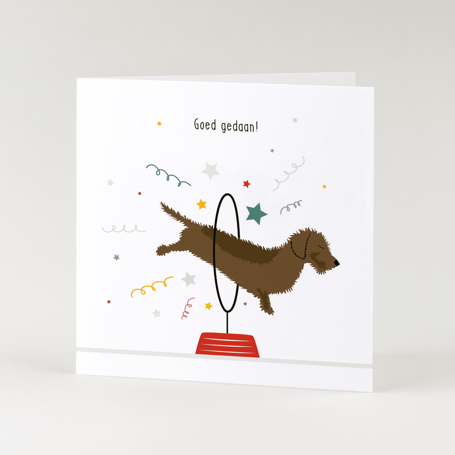 Greeting card dachshund Frits - Well done!