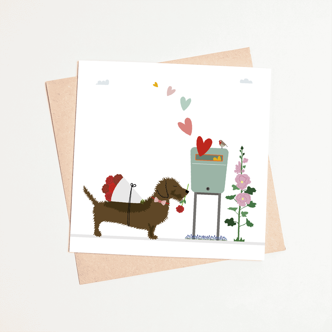 Greeting card dachshund Frits - Post full of love