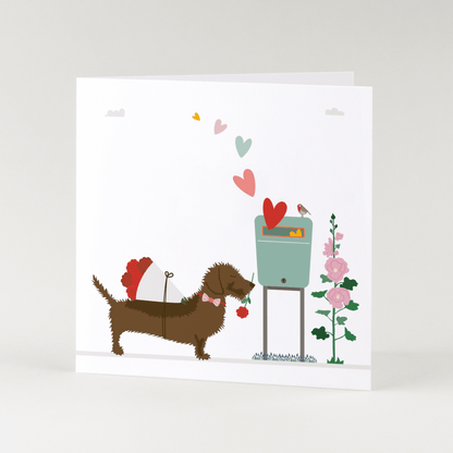 Greeting card dachshund Frits - Post full of love