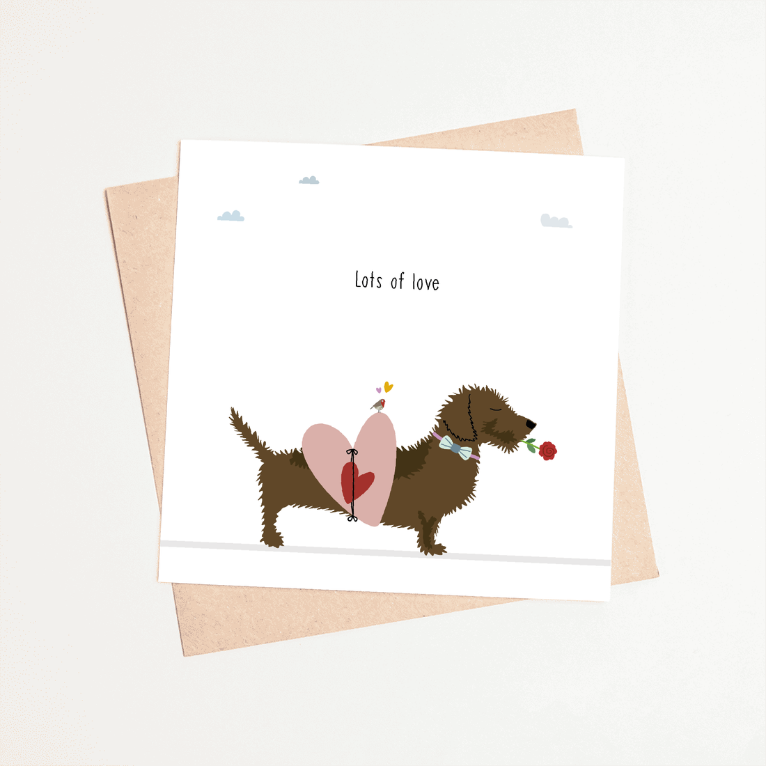 Greeting card dachshund Frits - Lots of love