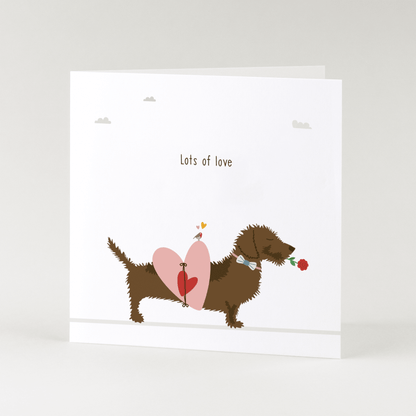 Greeting card dachshund Frits - Lots of love