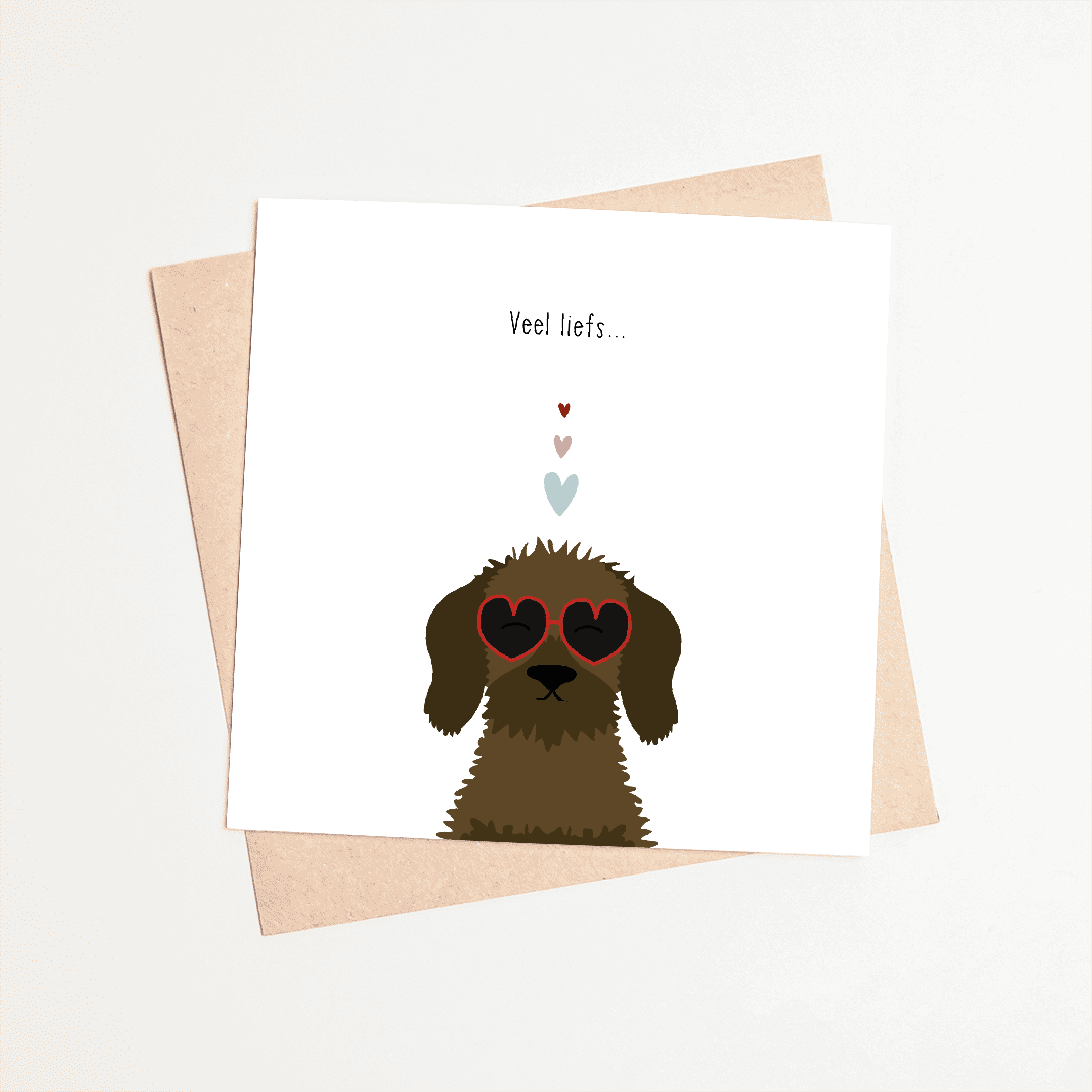 Greeting card dachshund Frits - Lots of love... (glasses)