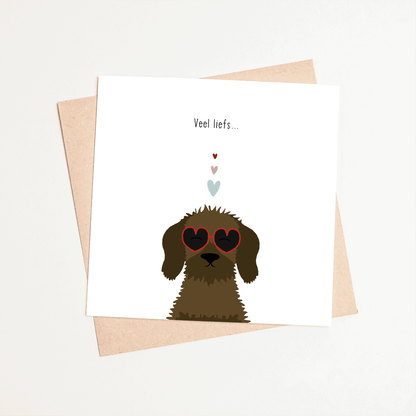 Greeting card dachshund Frits - Lots of love... (glasses)