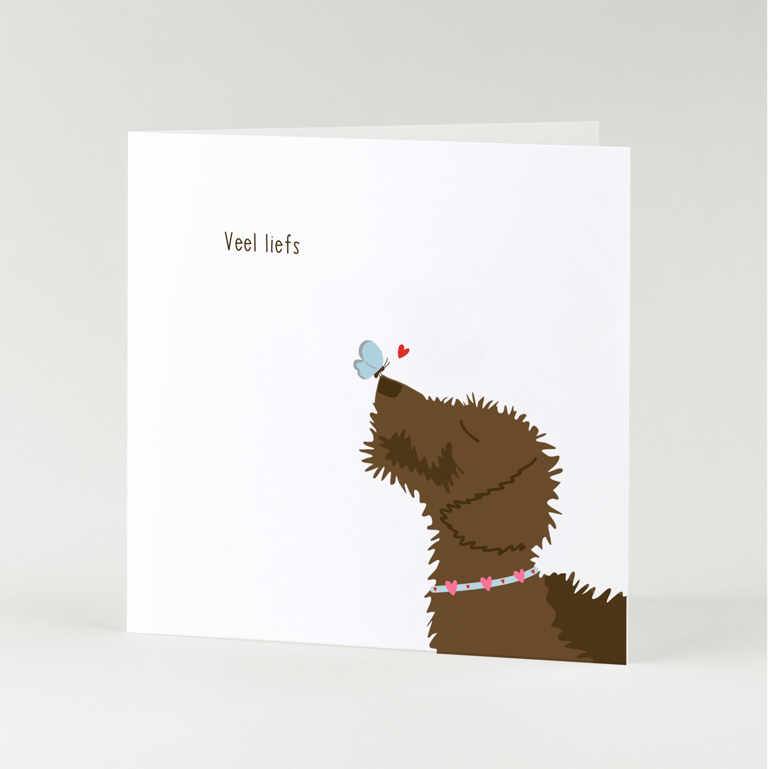 Greeting card dachshund Frits - Lots of love (butterfly on nose)