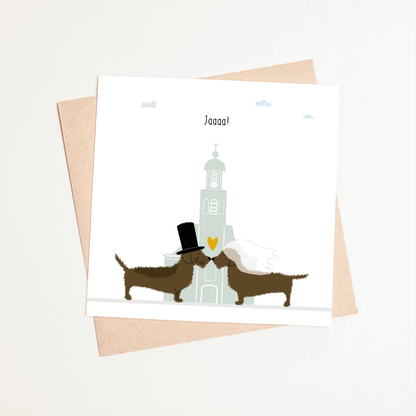 Greeting card dachshund Frits - Yes!