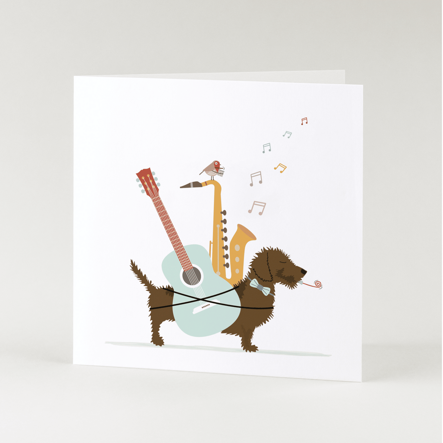 Greeting card dachshund Frits - Maestro....music!