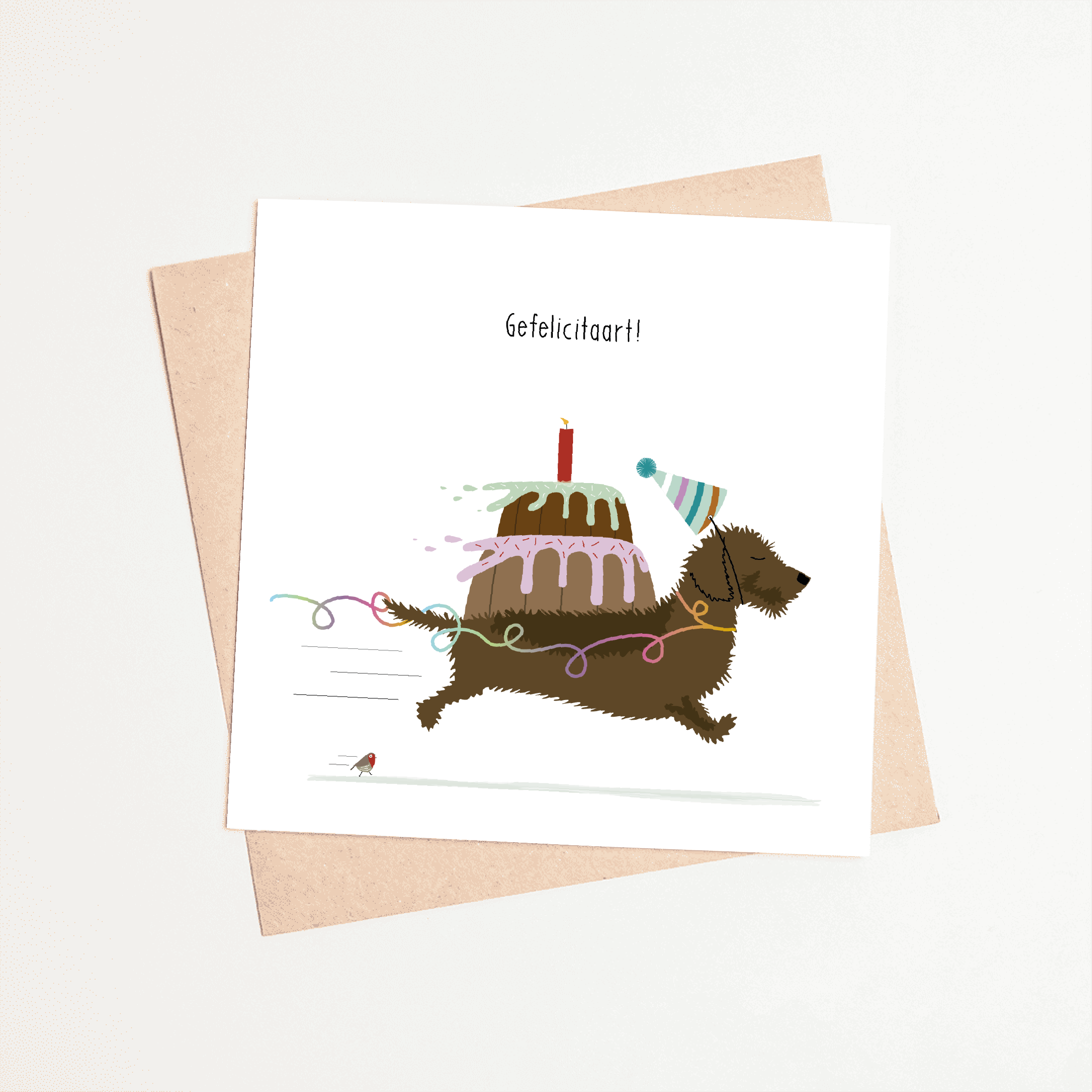 Greeting card dachshund Frits - Congratulations!