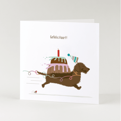 Greeting card dachshund Frits - Congratulations!