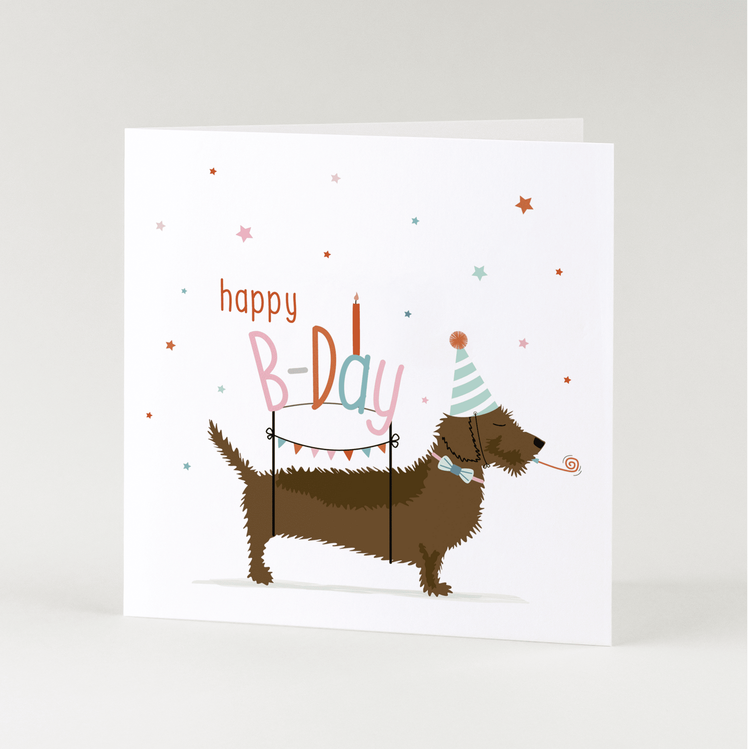 Greeting card dachshund Frits - Happy B-day (circus dog)