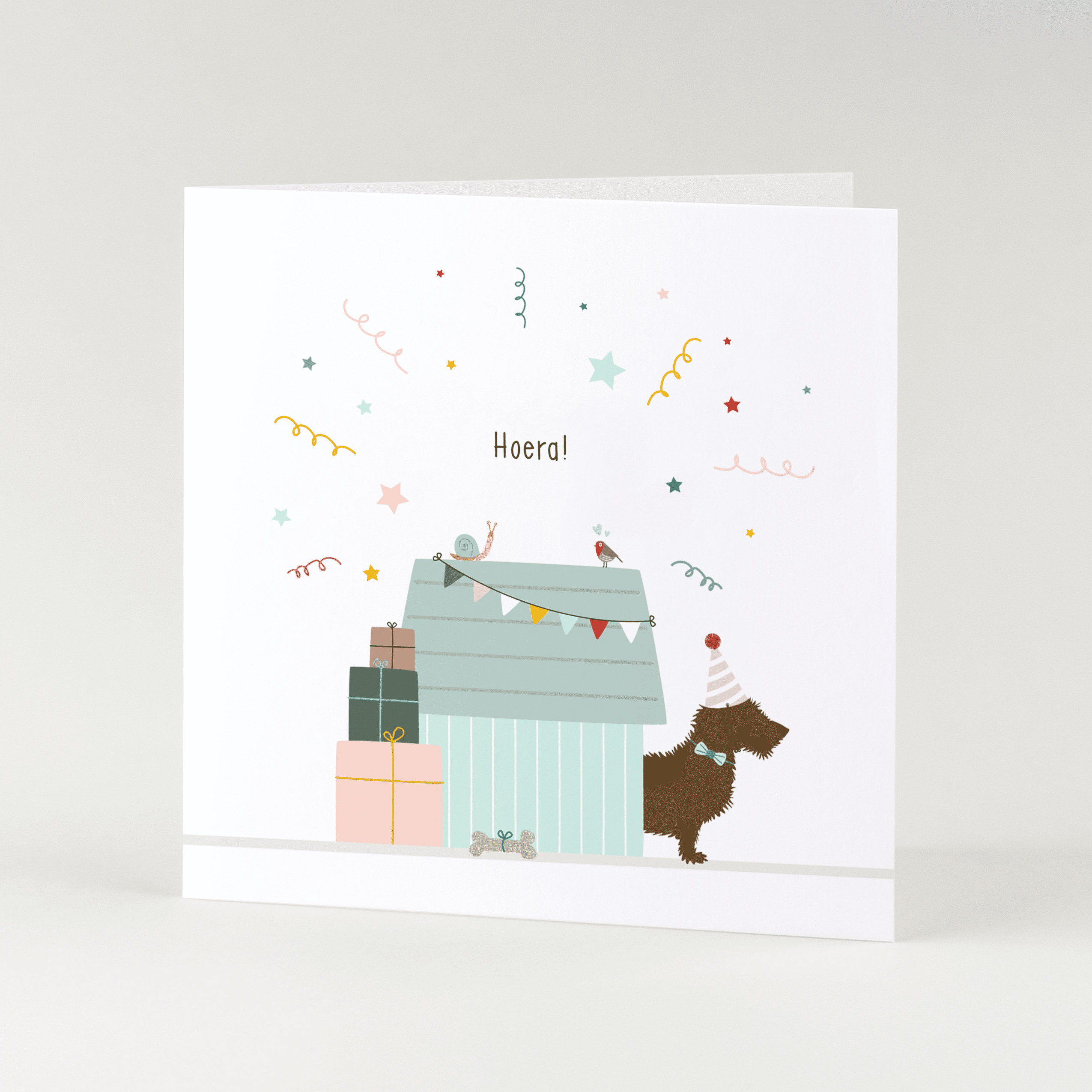 Greeting card dachshund Frits - Hooray! (dog&