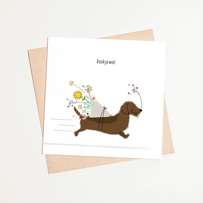 Greeting card dachshund Frits - Get well soon!