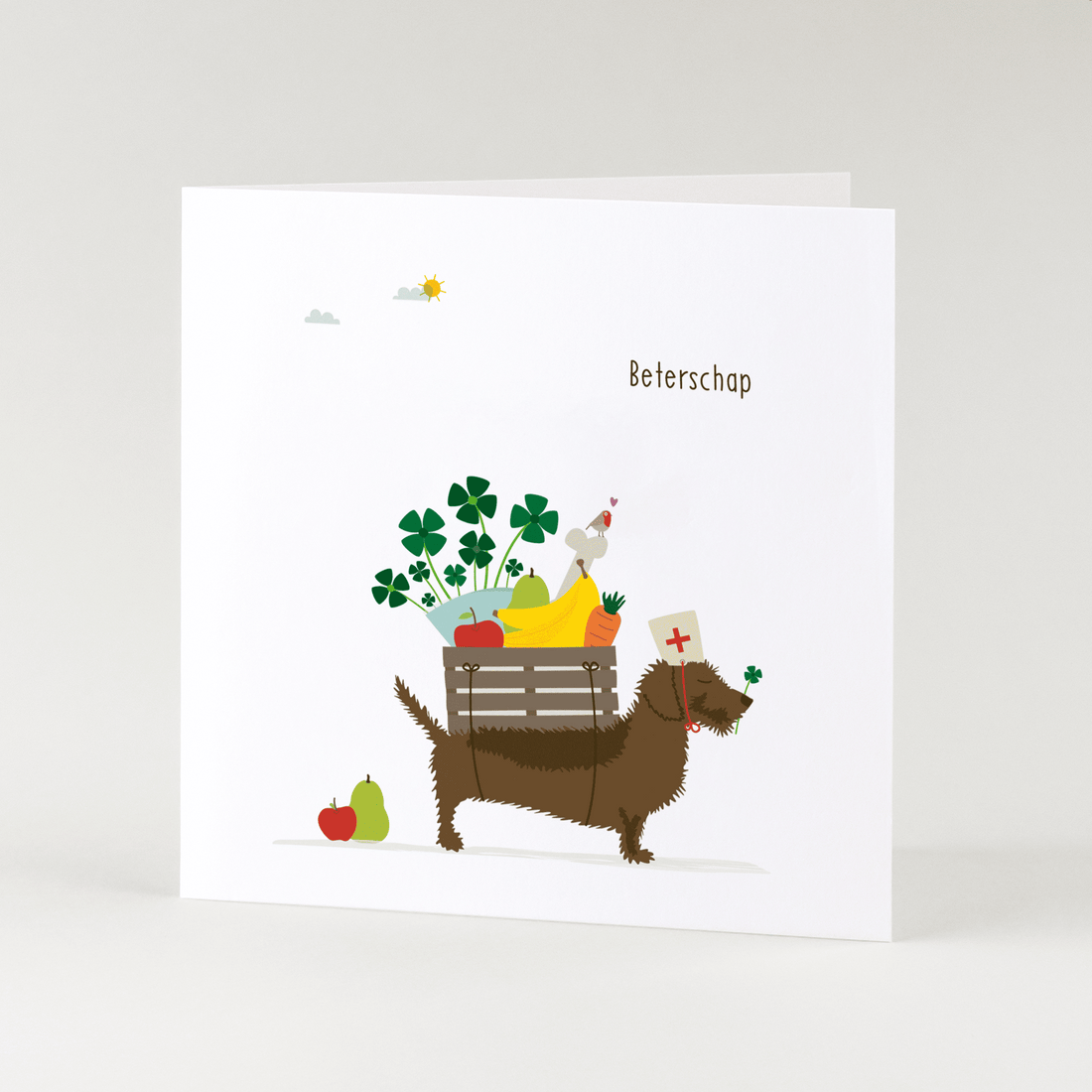 Greeting card dachshund Frits - Get well soon!