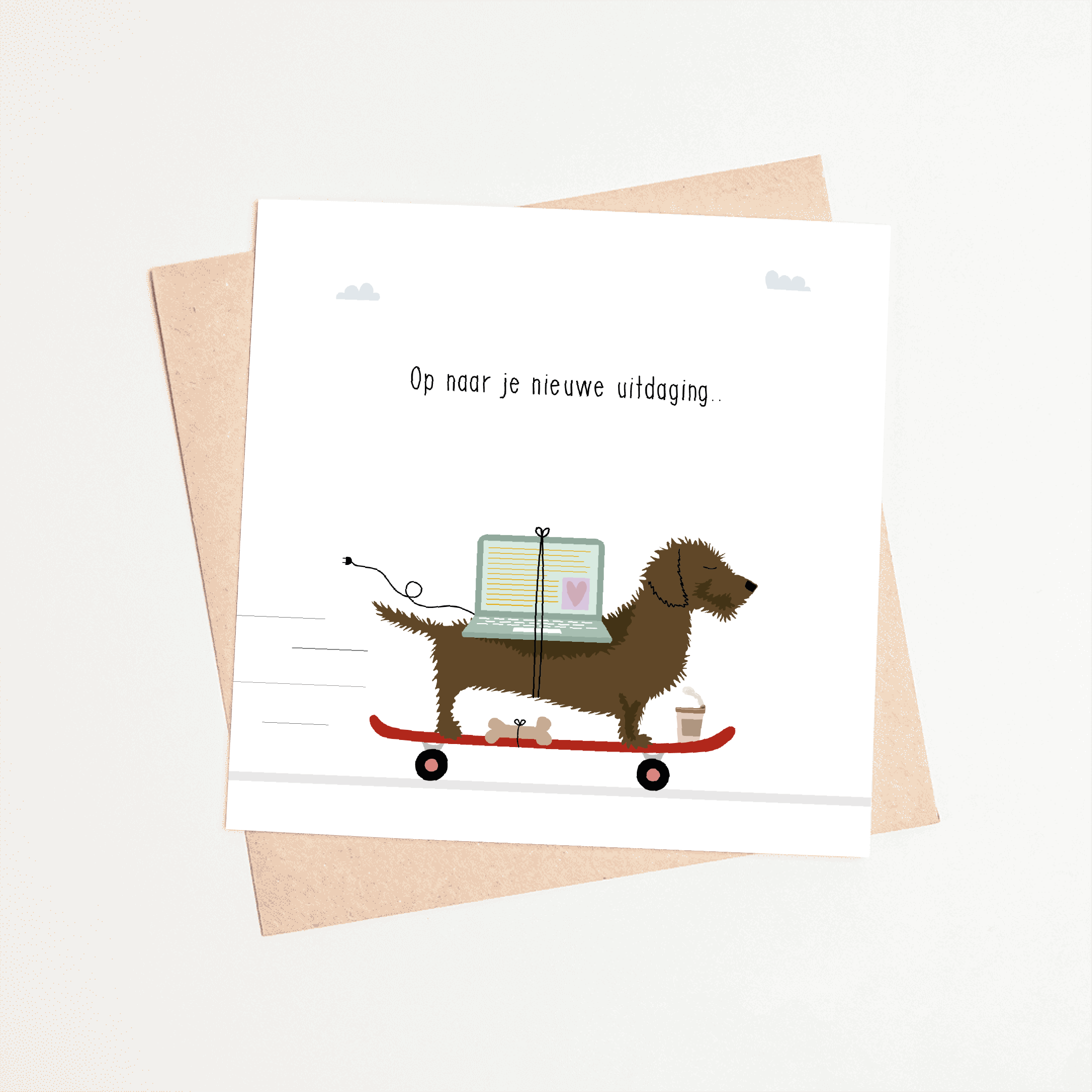 Greeting card dachshund Frits - On to your new challenge