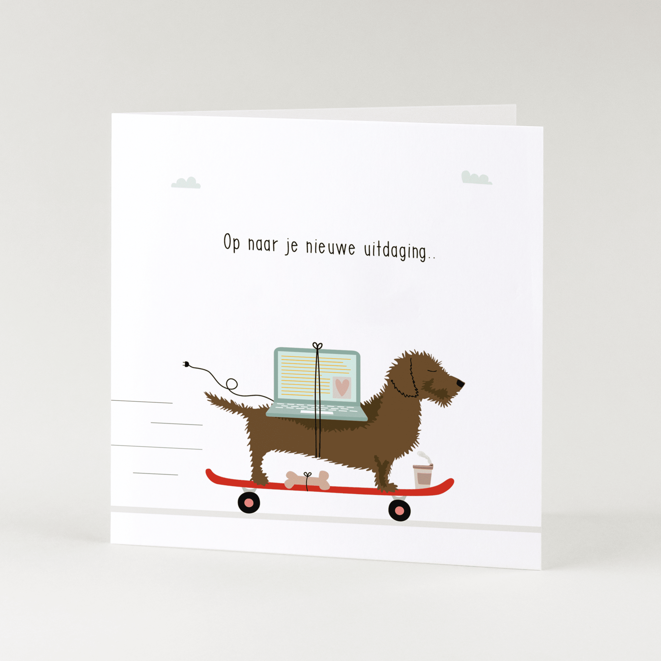 Greeting card dachshund Frits - On to your new challenge