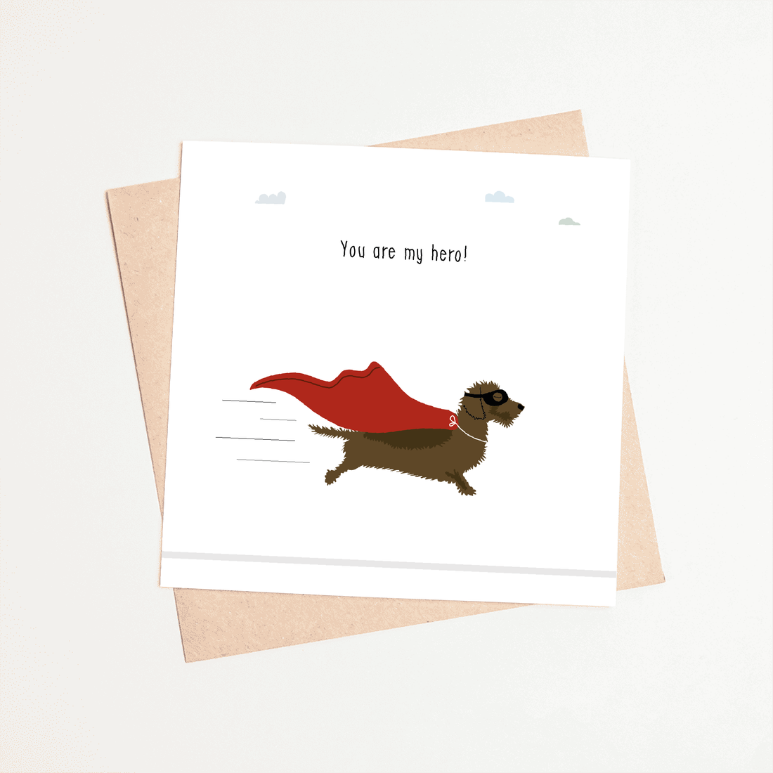 Greeting card dachshund Frits - You are my hero!