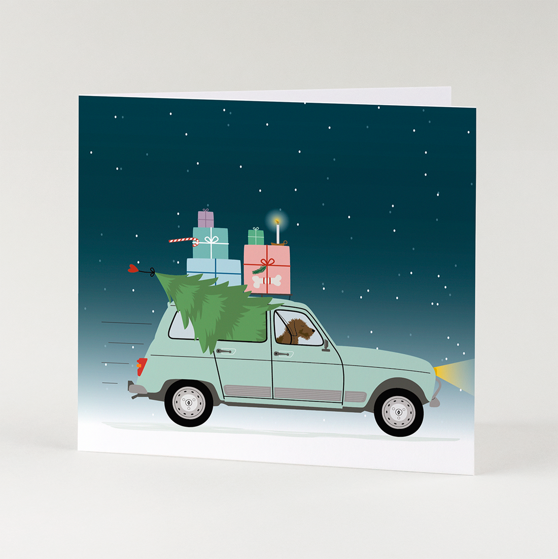 Kerstkaart-teckel-kerstboom-reizen-renault-4