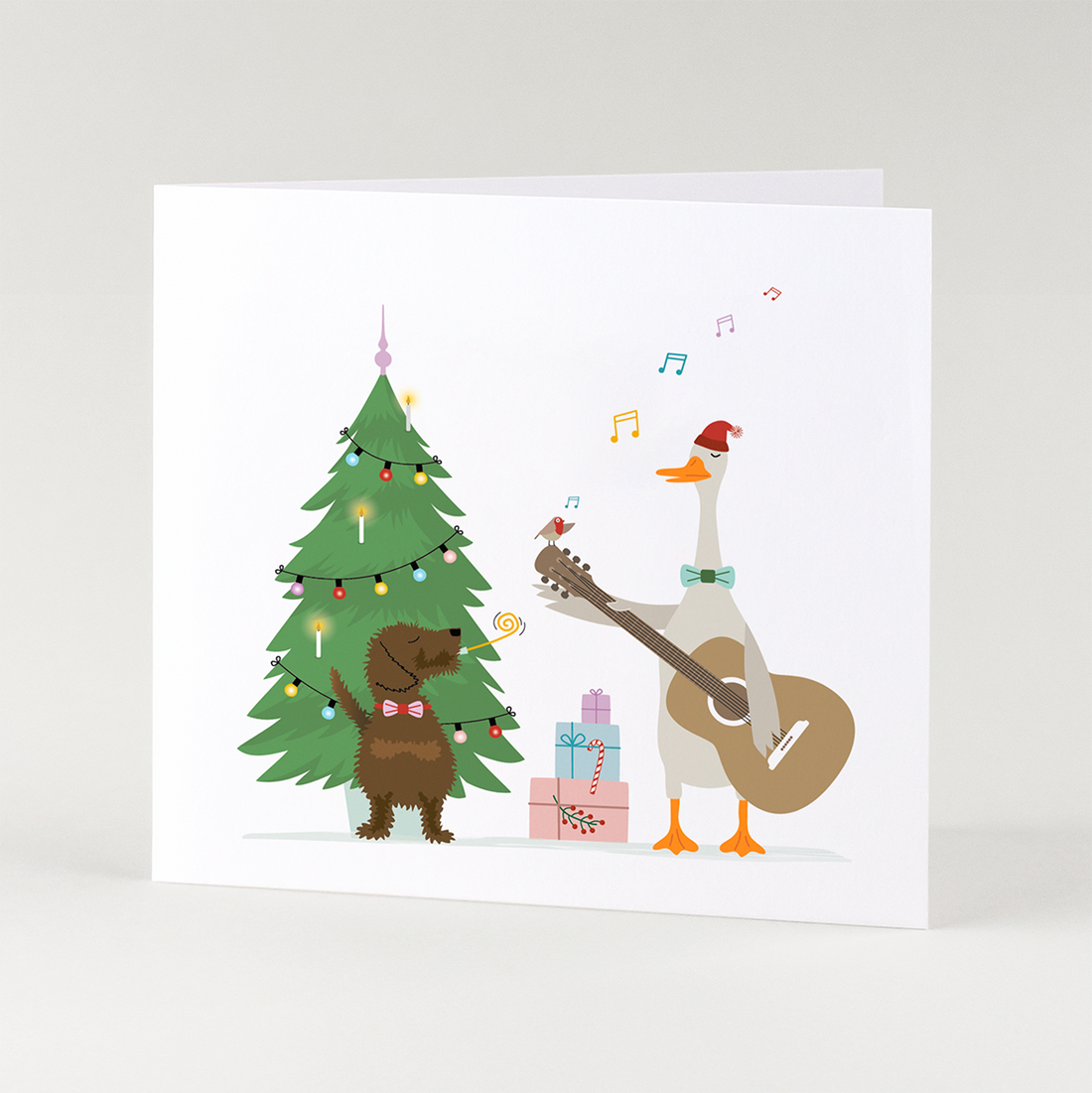 Kerstkaart-teckel-muziek-kerstliedje-zingen