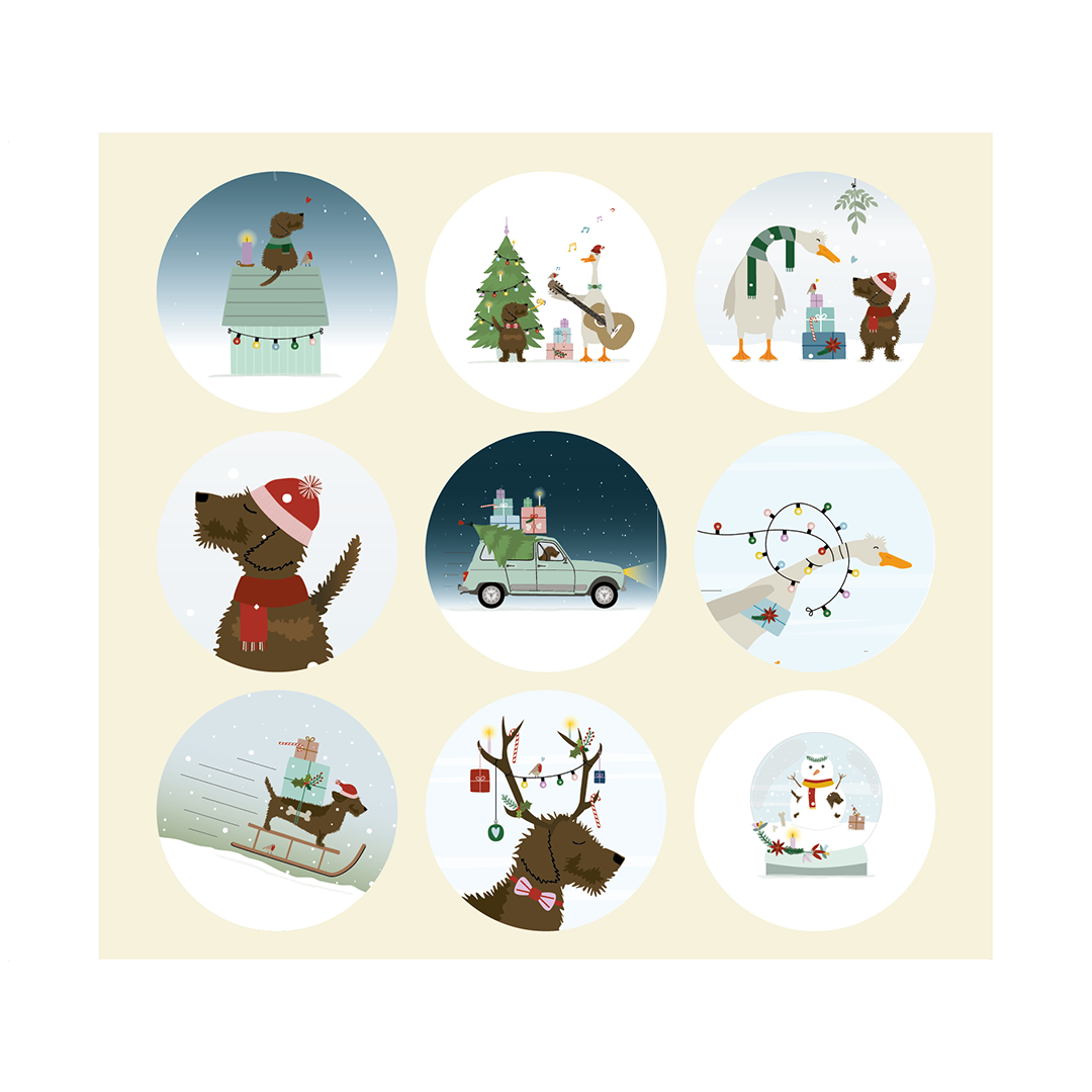 Kerstkaart-teckel-stickers-sluitzegels
