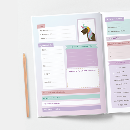 Vriendenboekje-teckel-unicorn-meisje-eenhoorn