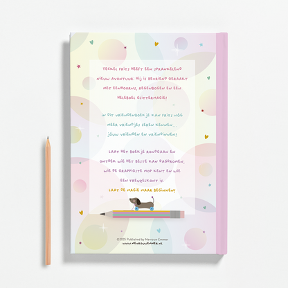 Vriendenboekje-teckel-unicorn-meisje-regenboog