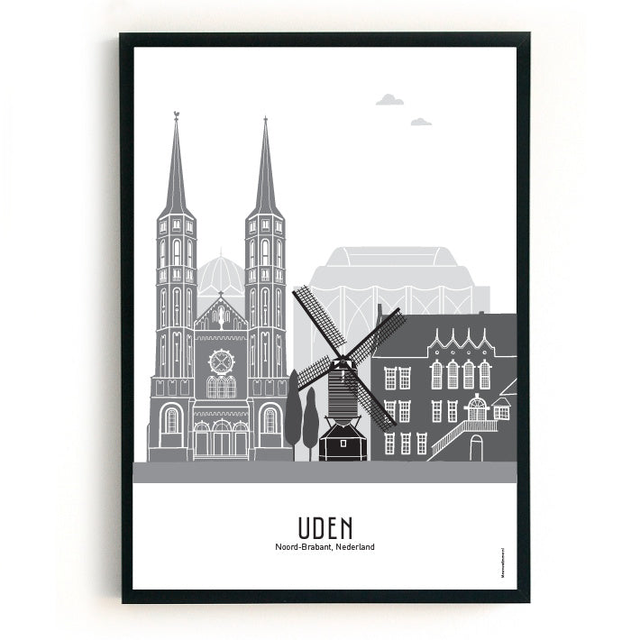 Poster Uden zwart-wit-grijs  - A3