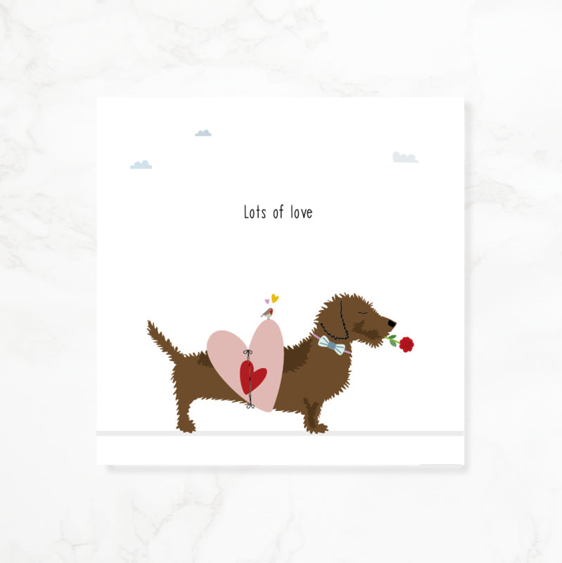 Greeting card dachshund Frits - Lots of love