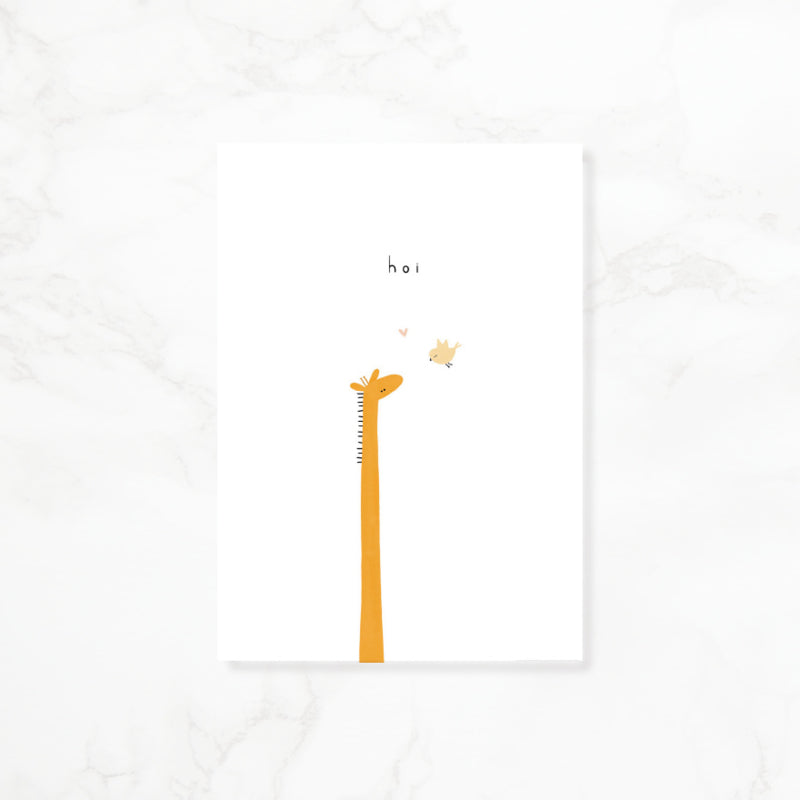 Greeting card Little love - Hi (giraffe and bird)