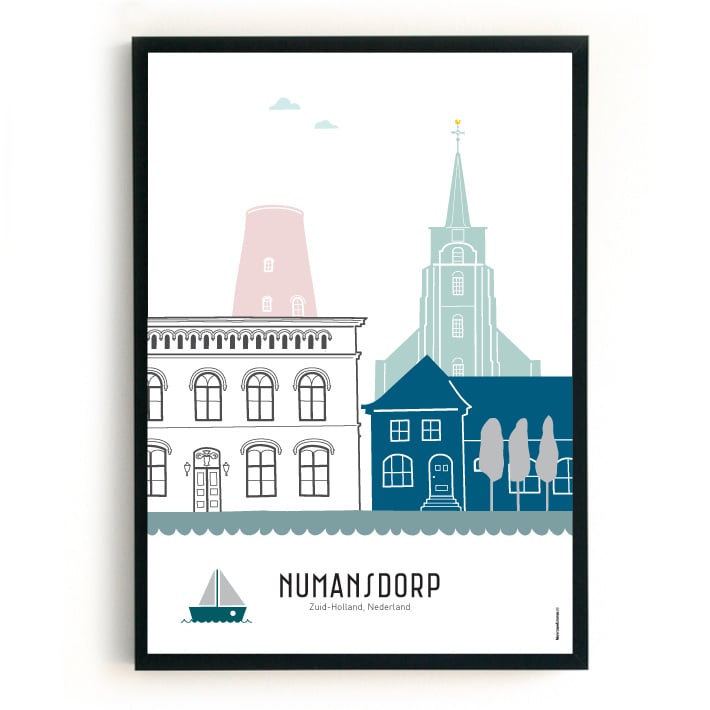 Poster Numansdorp in color - 50x70 cm