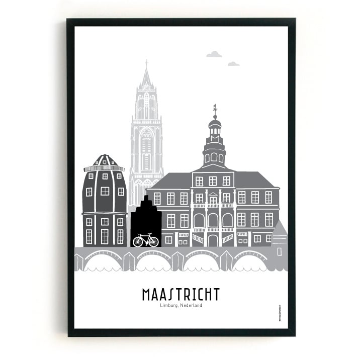 Poster Maastricht black-white-gray - A4 | A3
