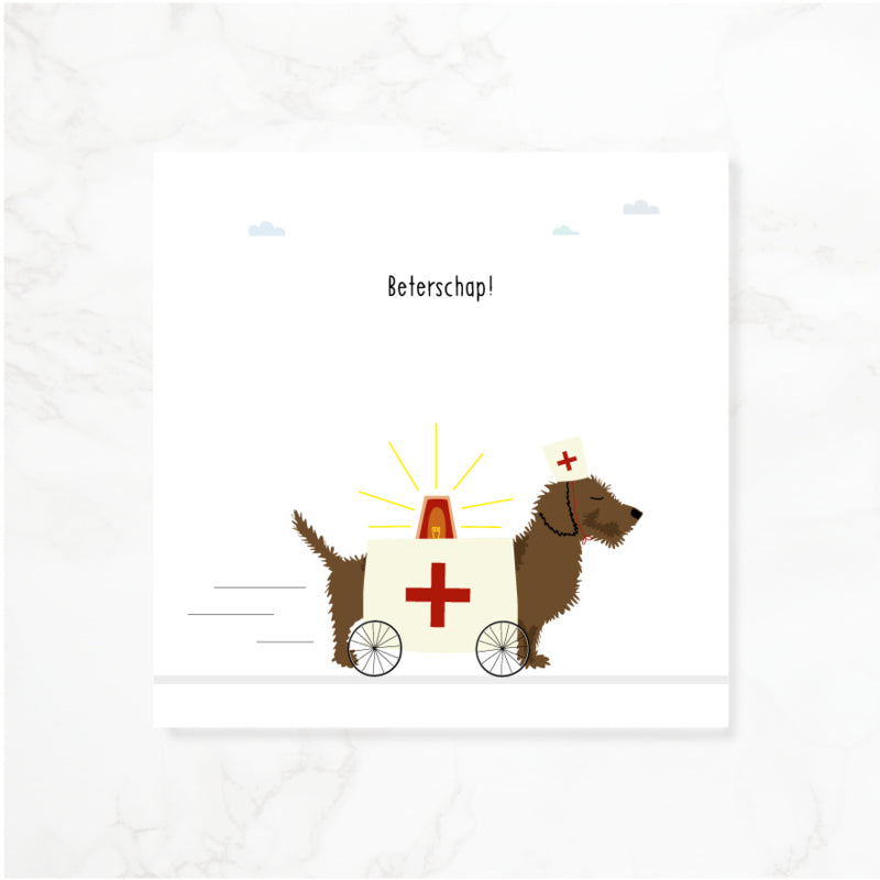 Greeting card dachshund Frits - Get well soon!