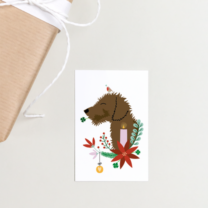 cadeaukaartje-kerst-teckel-bloemenkrans