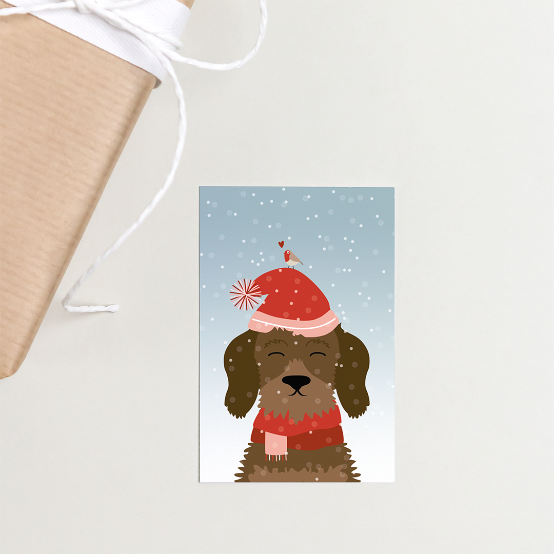 cadeaukaartje-kerst-teckel-winter-sjaal