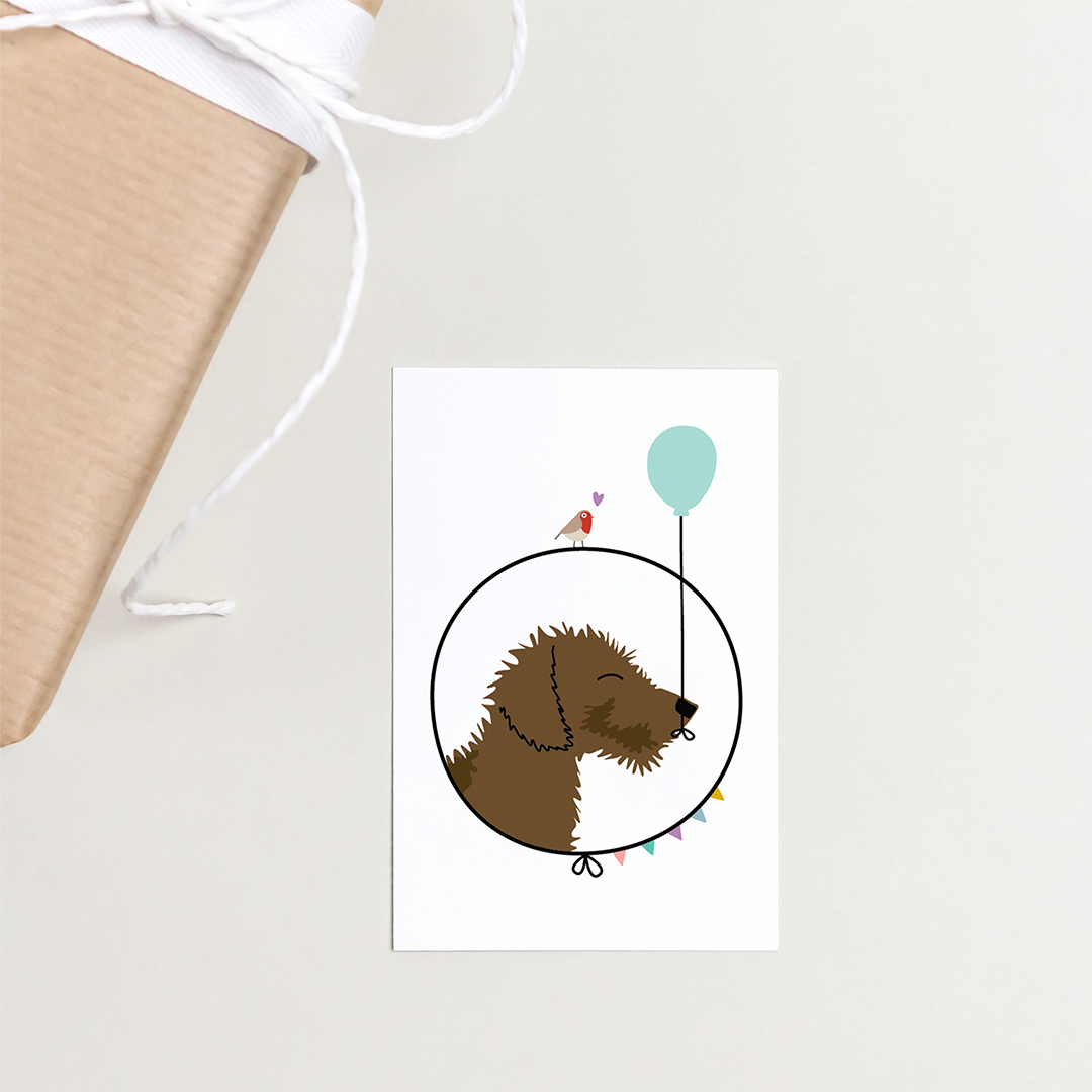 cadeaukaartje-verjaardag-teckel-slingers