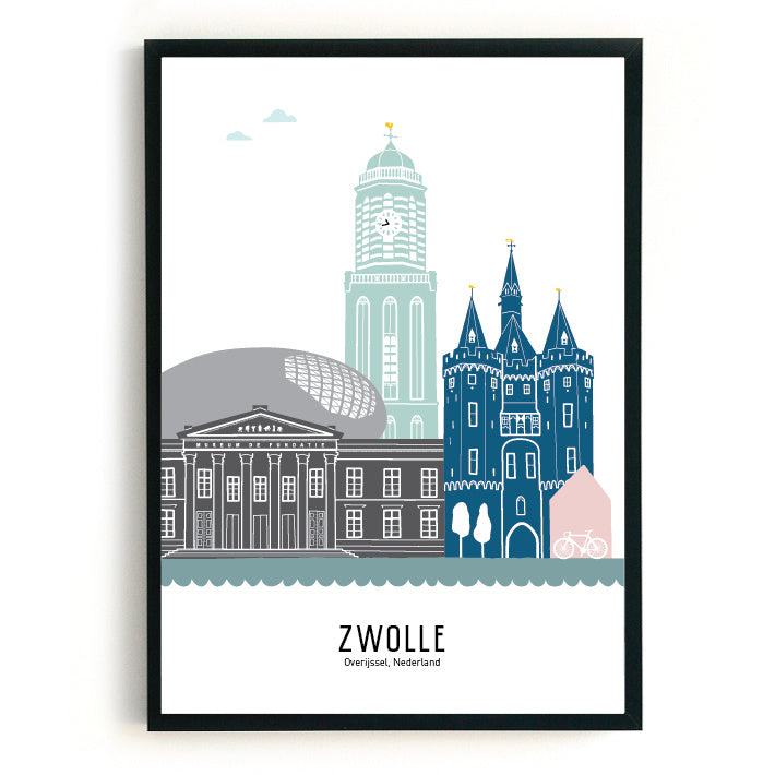 Poster Zwolle in color - A4