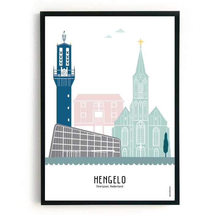 Poster Hengelo  in kleur  - 50x70 cm