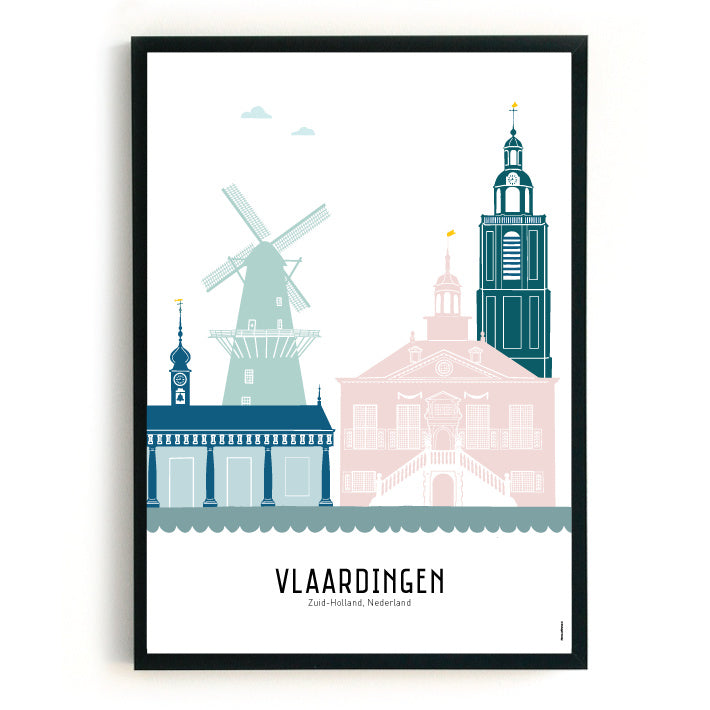 Poster Vlaardingen in kleur  - A3