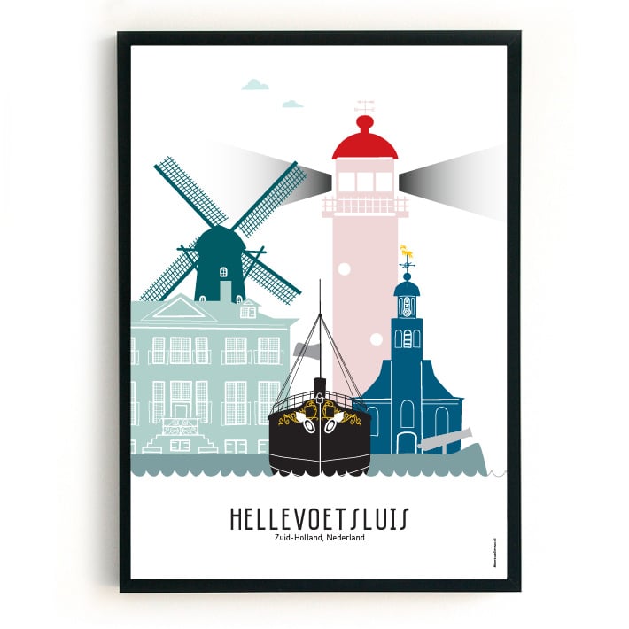 Poster Hellevoetsluis in kleur  - A4 | A3