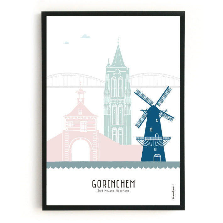 Poster Gorinchem  in kleur  - A4