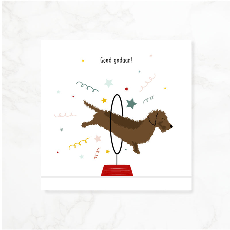 Greeting card dachshund Frits - Well done!