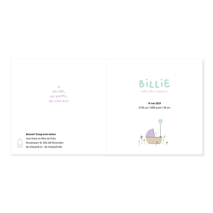 geboortekaartje Rotterdam skyline met wieg en baby illustratie - bloemen - markthal