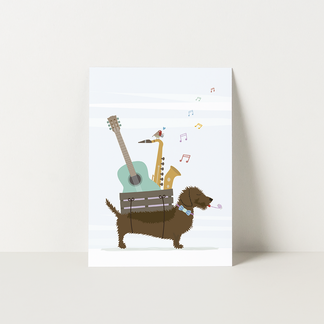 kaartje-feest-teckel-muziek-zingen